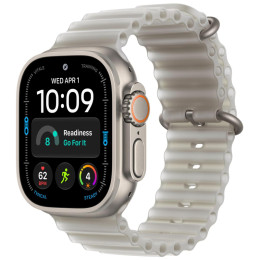 Apple Watch Ultra 4 (GPS + Cellular), 49 мм, корпус из титана натурального цвета, ремешок Ocean Band «Полупрозрачный серый»
