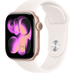 Apple Watch Series 11, 42 мм, алюминий цвета «розовое золото», спортивный ремешок цвета «светлые румяна» S/M