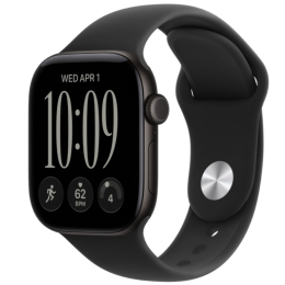 Часы Apple Watch Series 12, 42 мм, алюминий черного цвета, спортивный ремешок черного цвета S/M