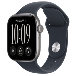 Часы Apple Watch Series 12, 42 мм, алюминий цвета «серый космос» спортивный ремешок темно синего цвета S/M