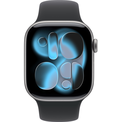 Apple Watch Series 11, 46 мм, алюминий цвета «серый космос», спортивный ремешок чёрного цвета M/L — фото 2