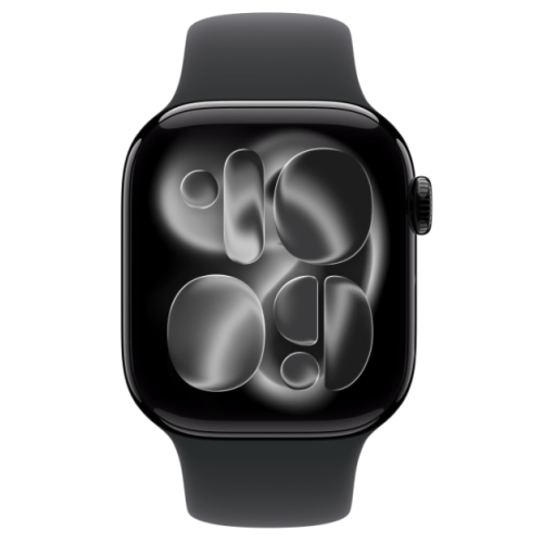 Apple Watch Series 11, 42 мм, алюминий цвета «чёрный оникс», спортивный ремешок чёрного цвета S/M — фото 2