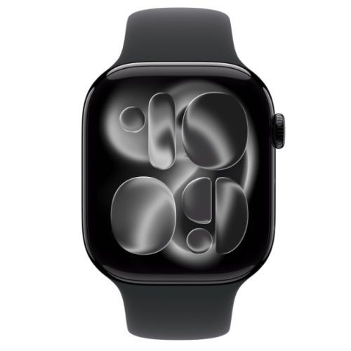 Apple Watch Series 11, 46 мм, алюминий цвета «чёрный оникс», спортивный ремешок чёрного цвета M/L — фото 2