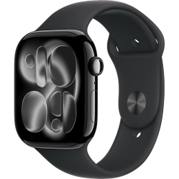 Apple Watch Series 11, 46 мм, алюминий цвета «чёрный оникс», спортивный ремешок чёрного цвета M/L