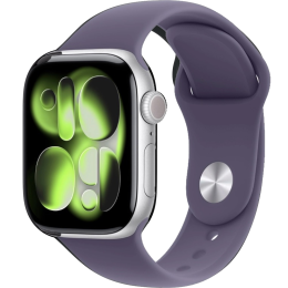 Apple Watch Series 11, 42 мм, алюминий серебристого цвета, спортивный ремешок цвета «фиолетовый туман» S/M