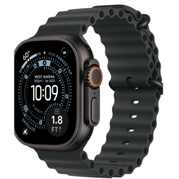 Apple Watch Ultra 3, 49 мм, титан чёрного цвета, ремешок Ocean чёрного цвета (2025)
