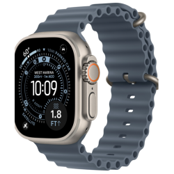 Apple Watch Ultra 3, 49 мм, титан светлого цвета, ремешок Ocean цвета «якорный синий» (2025)
