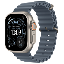 Apple Watch Ultra 3, 49 мм, титан светлого цвета, ремешок Ocean цвета «якорный синий» (2025)