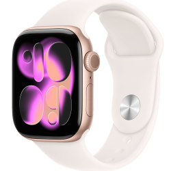 Apple Watch Series 11, 42 мм, алюминий цвета «розовое золото», спортивный ремешок цвета «светлые румяна» S/M