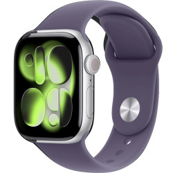Apple Watch Series 11, 42 мм, алюминий серебристого цвета, спортивный ремешок цвета «фиолетовый туман» S/M