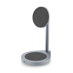 Беспроводное зарядное устройство uBear Stage, 2-в-1, MagSafe совместимое, Серебристый