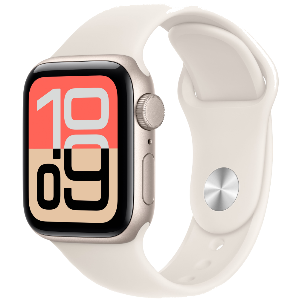 Apple Watch SE 3, 40 мм, алюминий цвета «сияющая звезда», спортивный ремешок цвета «сияющая звезда» S/M